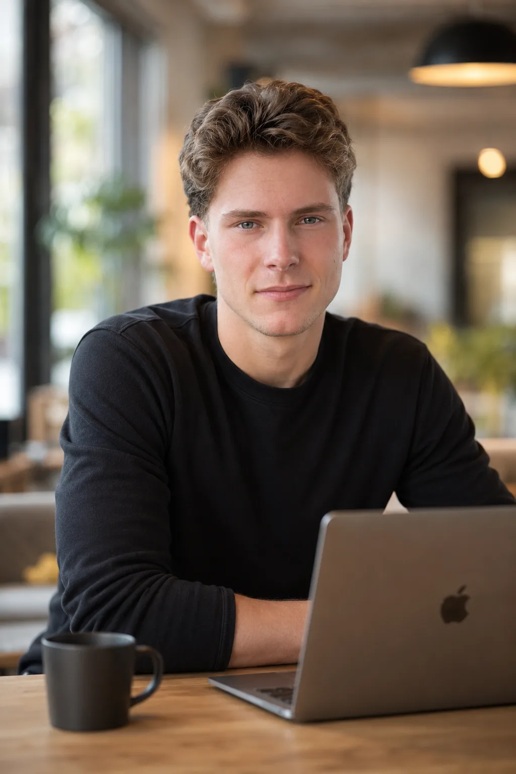 Gerik Mahler arbeitet am Laptop